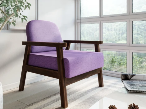 Кресло Arsko Флори орех рогожка фиолетовая