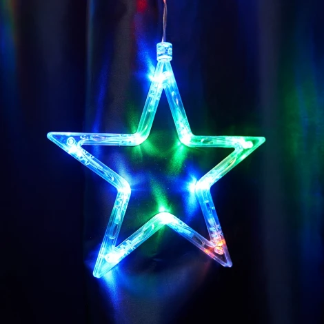 Светодиодная гирлянда Feron CL29 48615 бахрома Звезды 3м + 3м 220V мультиколор, статичная, c питанием от сети, прозрачный шнур