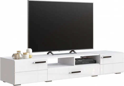Тумба под телевизор Woodville Иоги 2.0 белый / белый глянец арт.602821