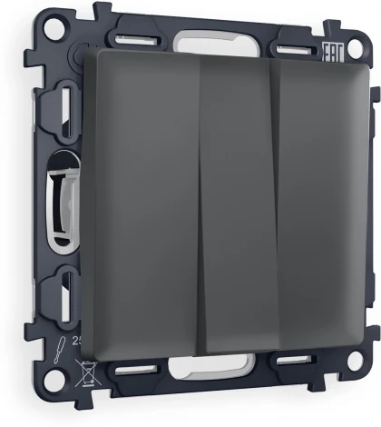 Комплект механизма Ambrella Volt 3-клавишного выключателя ALFA MA905010 Графит мягкое касание QUANT