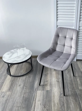 Стул ХОФМАН, цвет Серый Confetti, велюр / черный каркас