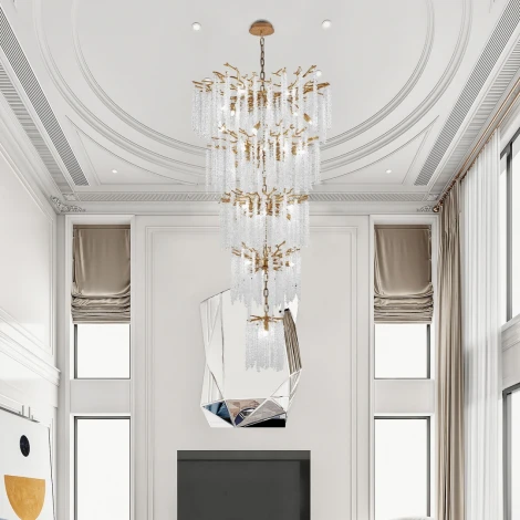 Подвесная большая люстра каскадная хрустальная Arte Milano Milano-4 23416.800-1600.28.G9.A.5D IB (220V, на цепи)