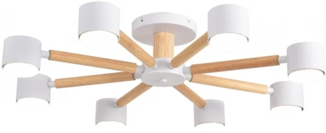 Потолочная люстра на штанге Lumion Vudi 8306/8C белый, дерево/металл GX53 LED 8*7W 220V