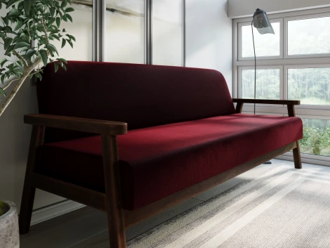 Диван Arsko прямой Флори Б орех велюр бордовый