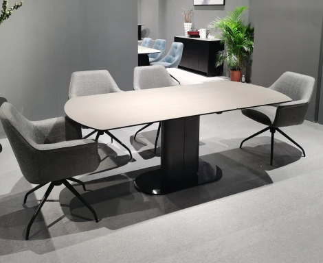 Стол KAI 140 TL-108 поворотная система раскладки, испанская керамика / Темно-серый / Черный М-City