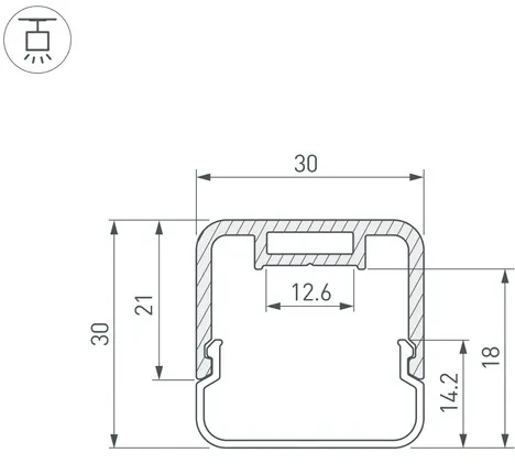 Профиль с экраном LINE-D-3030-2000 SQUARE BLACK+OPAL (Arlight, Алюминий) 055073