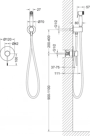 Гигиенический душ Timo Saona 2389/00SM со смесителем, С ВНУТРЕННЕЙ ЧАСТЬЮ, хром