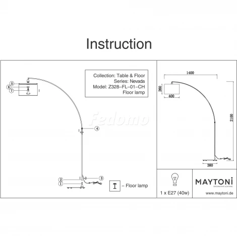 Торшер Maytoni Nevada Z328-FL-01-CH