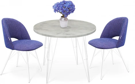 Обеденная группа SHT-DS174 бетон светлый/белый/синий мираж от фабрики Sheffilton
