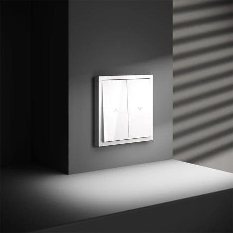 Выключатель встраиваемый Voltum S70 для жалюзи 10А, (белый глянцевый)