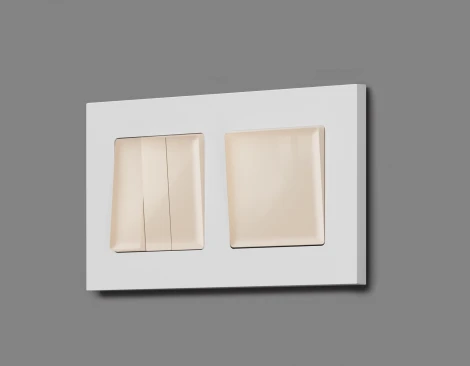 Комплект механизма Ambrella Volt 1-клавишного перекрестного выключателя ALFA MA301030 Бежевый глянец QUANT