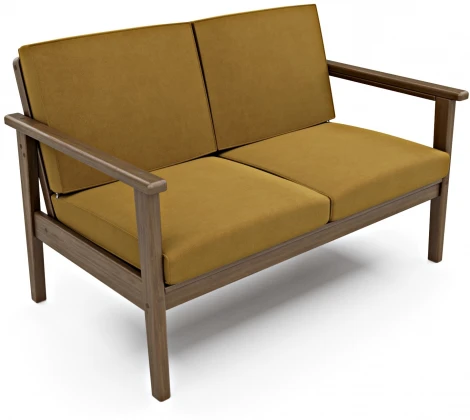 Диван Arsko прямой Лориан М орех велюр горчичный