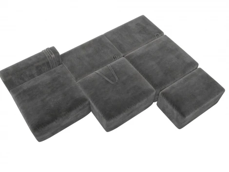 Диван угловой модульный с пуфом Лига-060 НПБ Лонг угол универсальный (ЛДСП,Брус,Фанера/Пластик/Велюр/Серый) Лига Диванов 129515