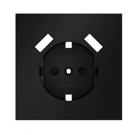 Накладка для розетки с заземлением и защитными шторками, с USB A+A Voltum S70 VLS000908 (черный матовый)