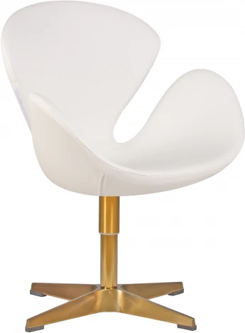 Кресло дизайнерское DOBRIN SWAN (белый кожзам P23, золотое основание)
