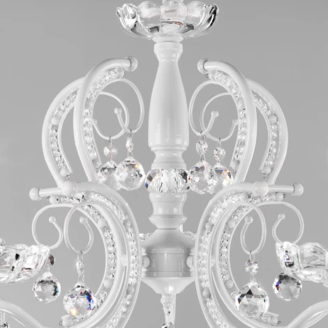 Подвесная люстра Eurosvet Brezza 10107/5 глянцевый белый/прозрачный хрусталь Strotskis