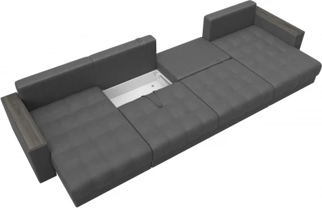 Диван П-образный с декором Лига-049 НПБ Лонг Лига Диванов (Замша) арт.128581