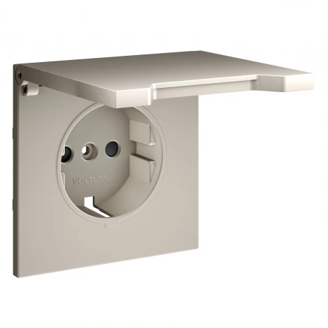 Накладка для розетки с заземлением, защитными шторками и крышкой Voltum S70 VLS000803 (кашемир)