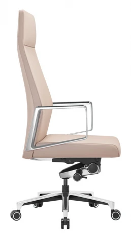 Кресло руководителя Бюрократ _JONS бежевый кожа крестовина алюминий