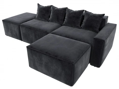 Диван угловой модульный Лига-063 угол правый (ДСП/Пластик/Велюр/Темно-серый) Лига Диванов 129796