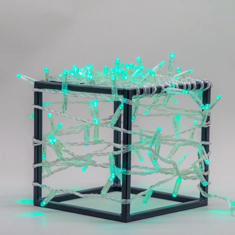 Гирлянда Нить с колпачком 10м Аква 24В, 100 LED, провод прозрачный ПВХ, IP65 Laitcom PST100CAP-10-1A