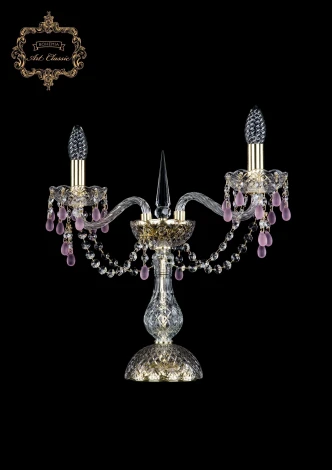 Интерьерная настольная лампа Art Classic 12.24 12.24.2.141-37.Gd.V7010 (220V, хрусталь, подвески, подсвечник, свеча)