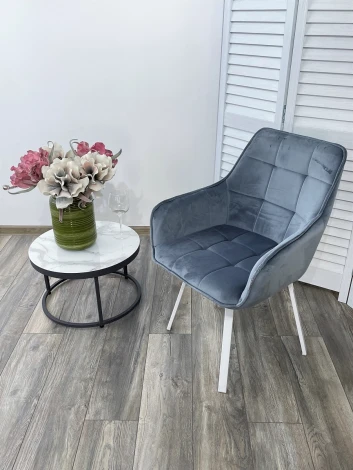 Стул M-City MAVERICK BLUVEL-06 BLUE/ белый каркас, поворот.360 град.