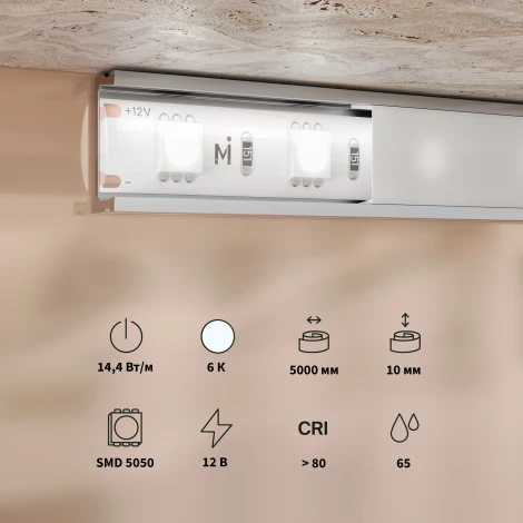 Светодиодная лента 12В 5050 14,4Вт/м 6000К 5м Maytoni 201188