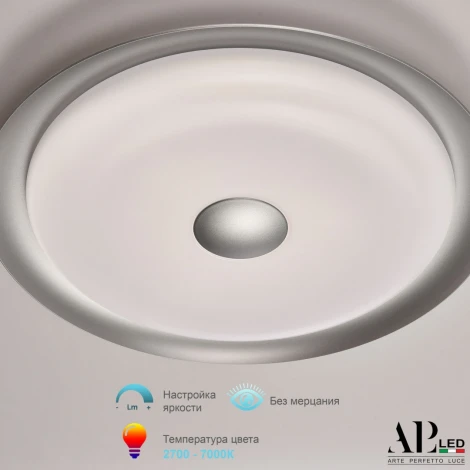 Потолочный светильник светодиодный с ПДУ APL LED Turin 3306.B221-450 Silver