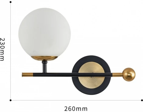 Бра Arte Milano Neapolis-72708 272808/1B BK/GD (220V, шар)