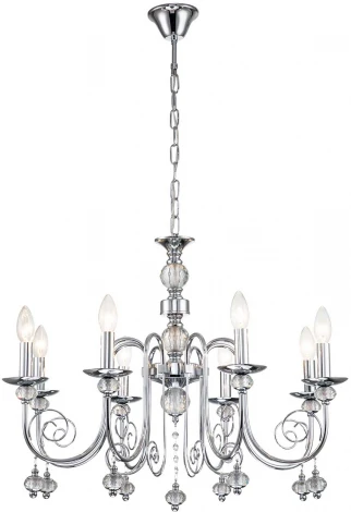 Подвесная люстра Escada Shine 678/8PL Chrome (220V, хрусталь, подвески, на цепи, подсвечник, свеча)