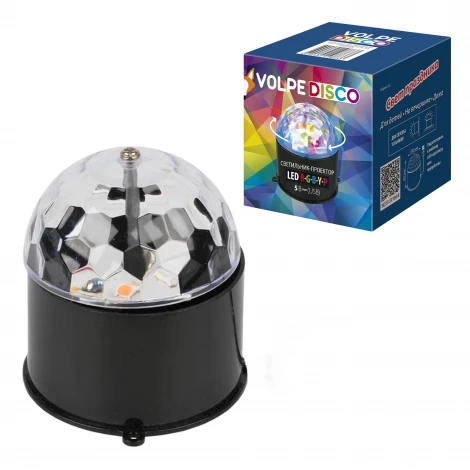 Светодиодный светильник-проектор, многоцветный. USB провод (в/к) Volpe ULI-Q312 3W/RGBYP BLACK