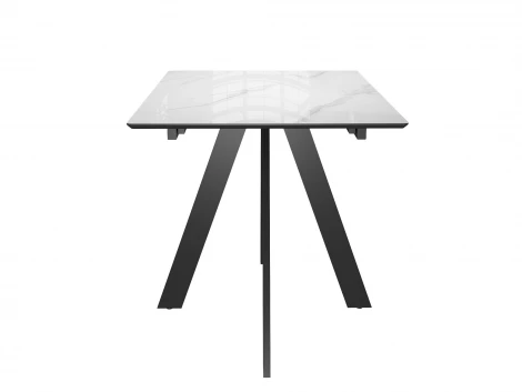 Стол DikLine DKD120 керамика 120(160)х80, Carrara Gloss (мрамор глянец белый), опоры черные (2уп.) 00-00085033