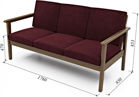 Диван Arsko прямой Лориан Б орех велюр бордовый