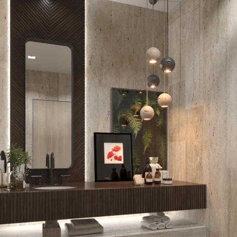 Подвесной светильник Odeon Light Travertino 6625/1L IP20 LED GU10 7W 220V бежевый/металл/травертин (шар)