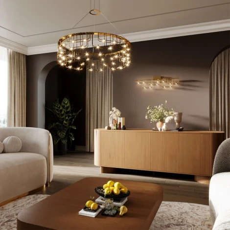 Подвесной светильник Odeon Light Zaha 7060/44L нерж/сталь золото IP20 LED 44W 3960Лм 3000K 220V (на тросе)