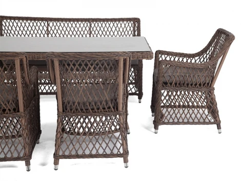 Обеденная группа плетеная на 6 персон, цвет коричневый 4SIS Катания KATS2C4T-6-SET brown