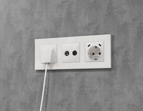 Комплект механизма ТВ-розетки+SAT встраиваемый (белый глянец) Ambrella Volt QUANT MA113310