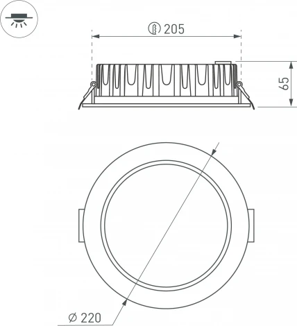 Точечный светильник встраиваемый MS-MIST-BUILT-R220-30W Warm3000 (WH, 110 deg, 230V) (Arlight, IP54 Металл) 041611