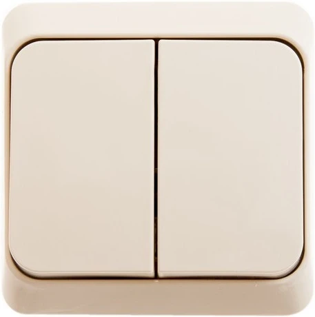 Выключатель накладной двухклавишный с подсветкой (кремовый) Systeme Electric BA10-006K
