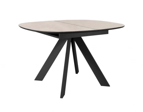 Стол DikLine BK100 Керамика Krater Perla (бежевый матовый)/подстолье черное/опоры черные