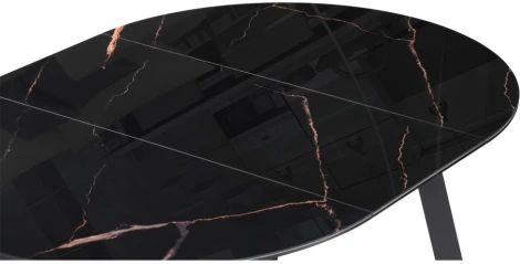 Стеклянный стол Woodville Алингсос 100(140)х100х76 обсидиан / черный 532386