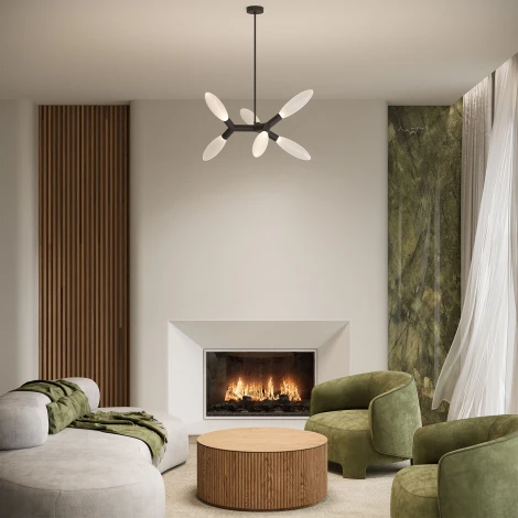 Потолочная люстра Wi-Fi на штанге Eurosvet Covalent 30180/6 черный (220V, управление смартфоном, голосовое управление, умный дом - Minimir Home, Алиса, Маруся, Салют)