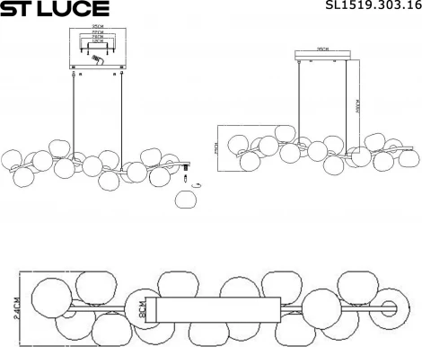 Светильник подвесной ST Luce SL1519.303.16 Латунь/Белый G9 16*5W 4000K