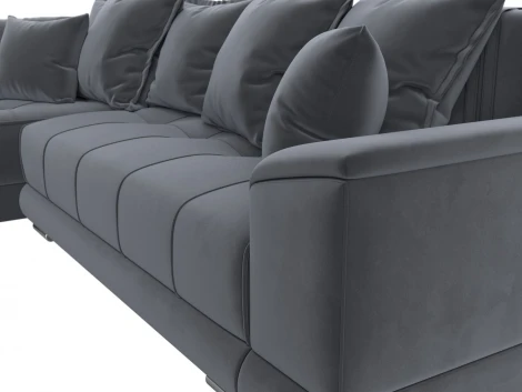 Диван угловой НордСтар левый угол (Серый/Велюр) Лига Диванов арт.121110L