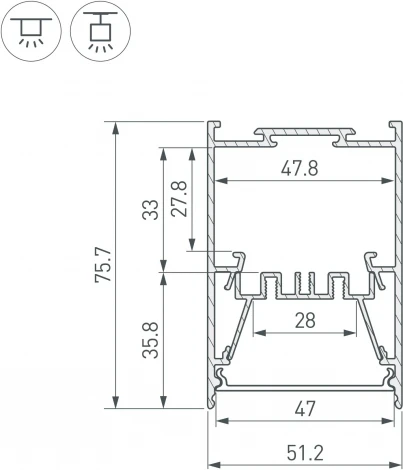 Профиль LINE-5075-HONEYCOMB-2000 BLACK (Arlight, Алюминий) 044874