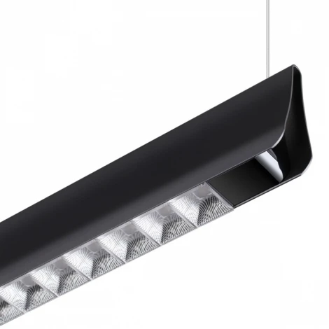 Подвесной линейный светильник Novotech Iter 359550 черный диммир. со сменой цв.темпер. (пульт ДУ/прилож. Smart Life) LED 36W 220V 3000-5700К (регулировка яркости, умный дом - Алиса, Tuya Smart, Smart Life, на тросе)
