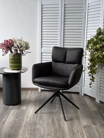 Стул LUIS 360 град. поворот Серый Maison 99# / OTE COBBLE 457 / черный каркас, ®DISAUR (арт.621M05778)