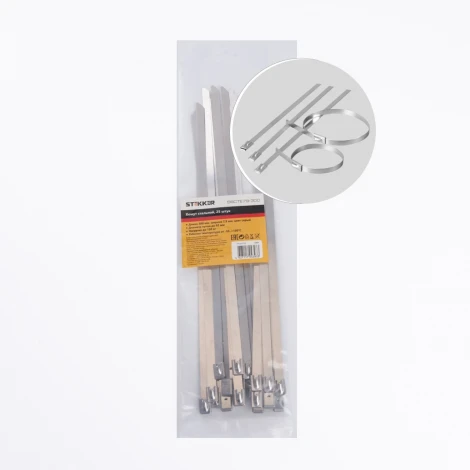 Хомут стальной 7,9х300мм серый 25 шт. Stekker 32801