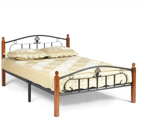 Кровать РУМБА (AT-203)/ RUMBA дерево гевея/металл, 120*200 см (middle bed), красный дуб/черный Tetchair 10559